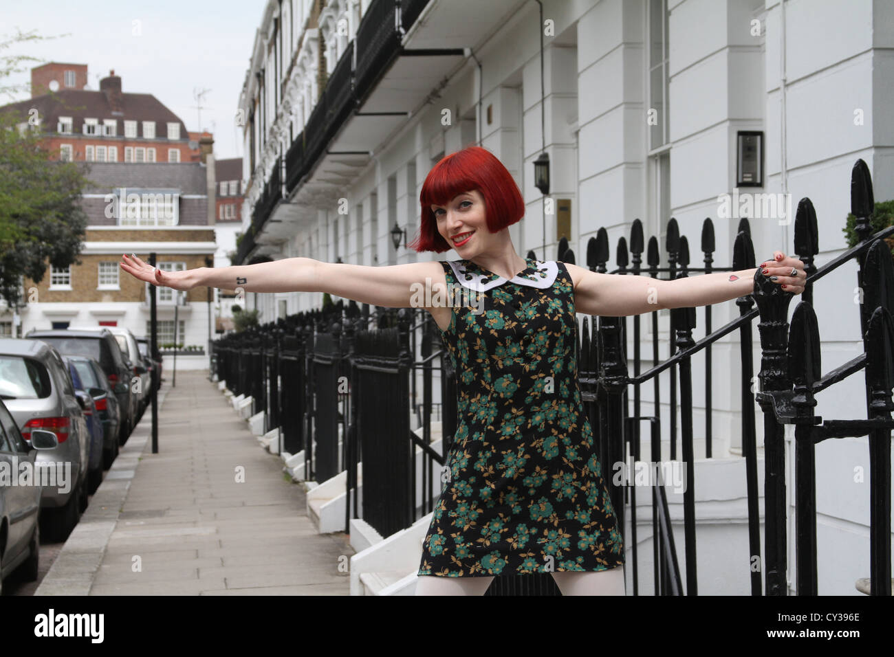 Ambra Butchart a Chelsea, moda historian e DJ. Foto Stock