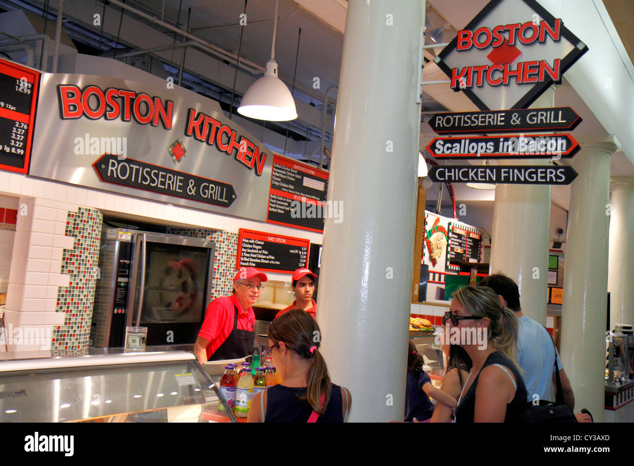 Boston Massachusetts, Faneiul Hall Marketplace, Quincy Market, Boston Kitchen, cibo, venditori bancarelle bancarelle mercato stand, banco, MA1208220 Foto Stock