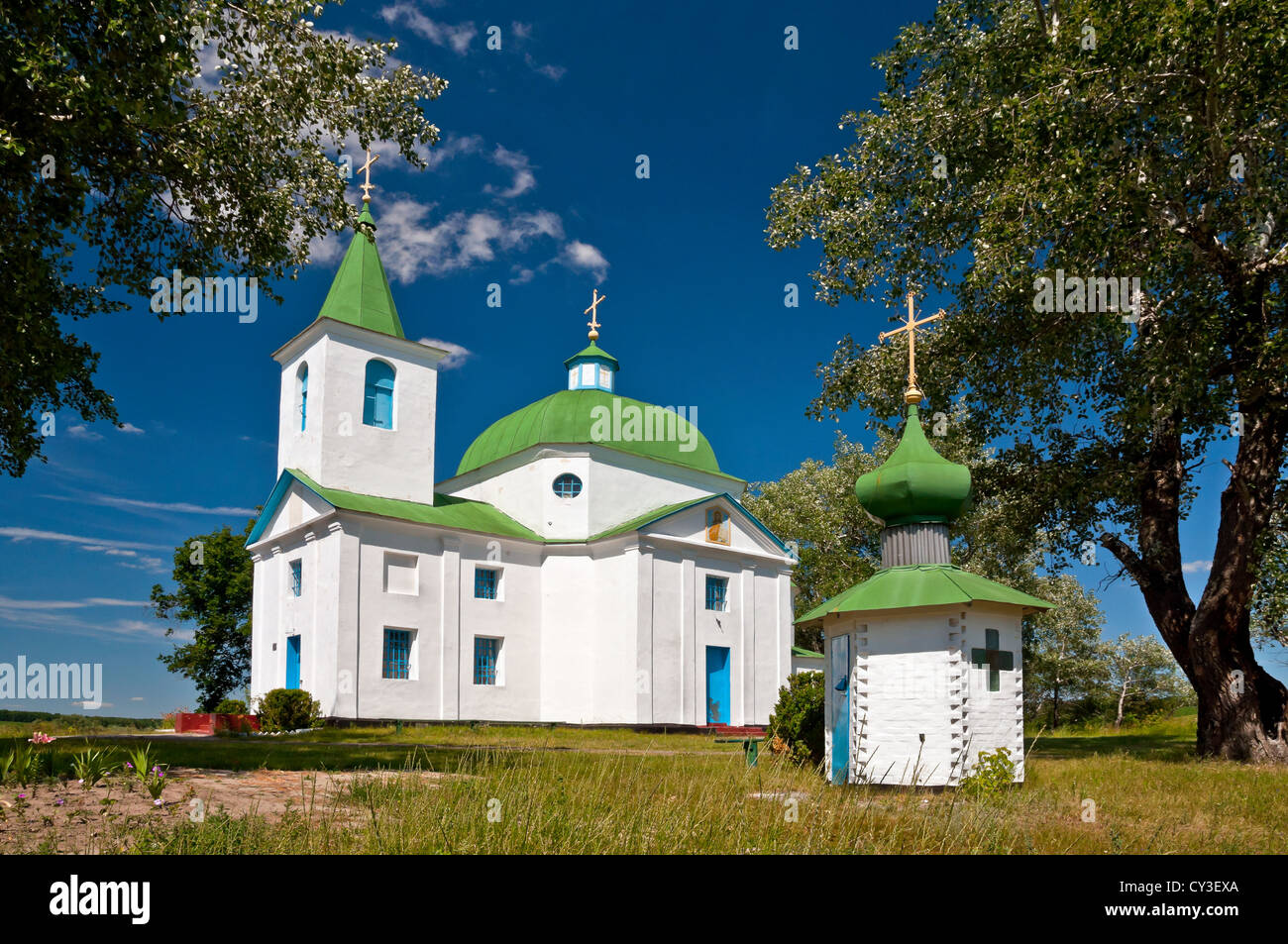 Chiesa ortodossa costruita nel 1831, il villaggio di Shandra, regione di Kiev, Ucraina Foto Stock