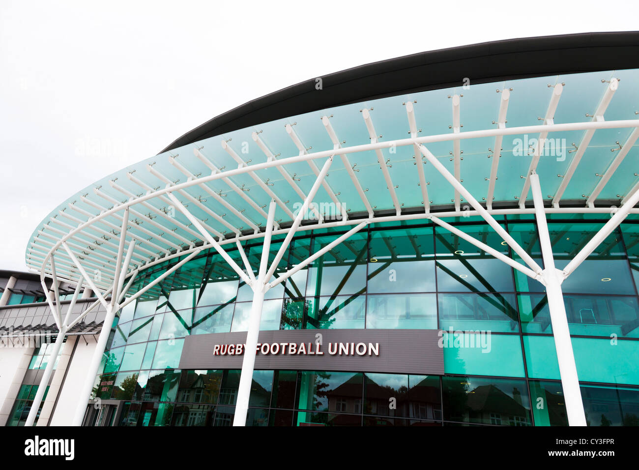 Ingresso principale e tettoia a Rughy Unione Calcio Stadio di Twickenham Foto Stock