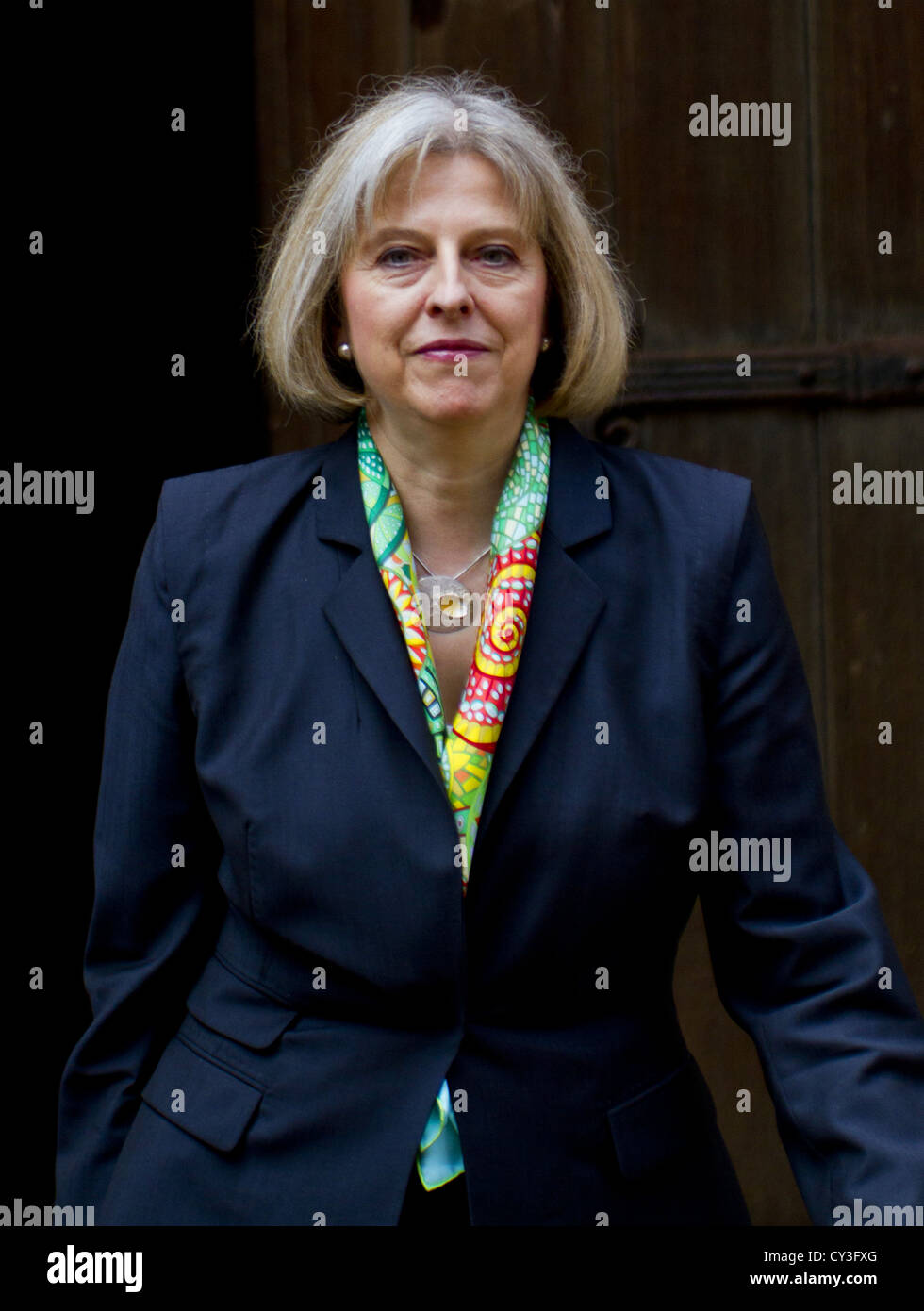 Londra, Regno Unito. 29 2012. (Nella foto) Home Secretary Theresa Maggio arriva a Leveson indagine presso la corte reale di giustizia di Londra Foto Stock