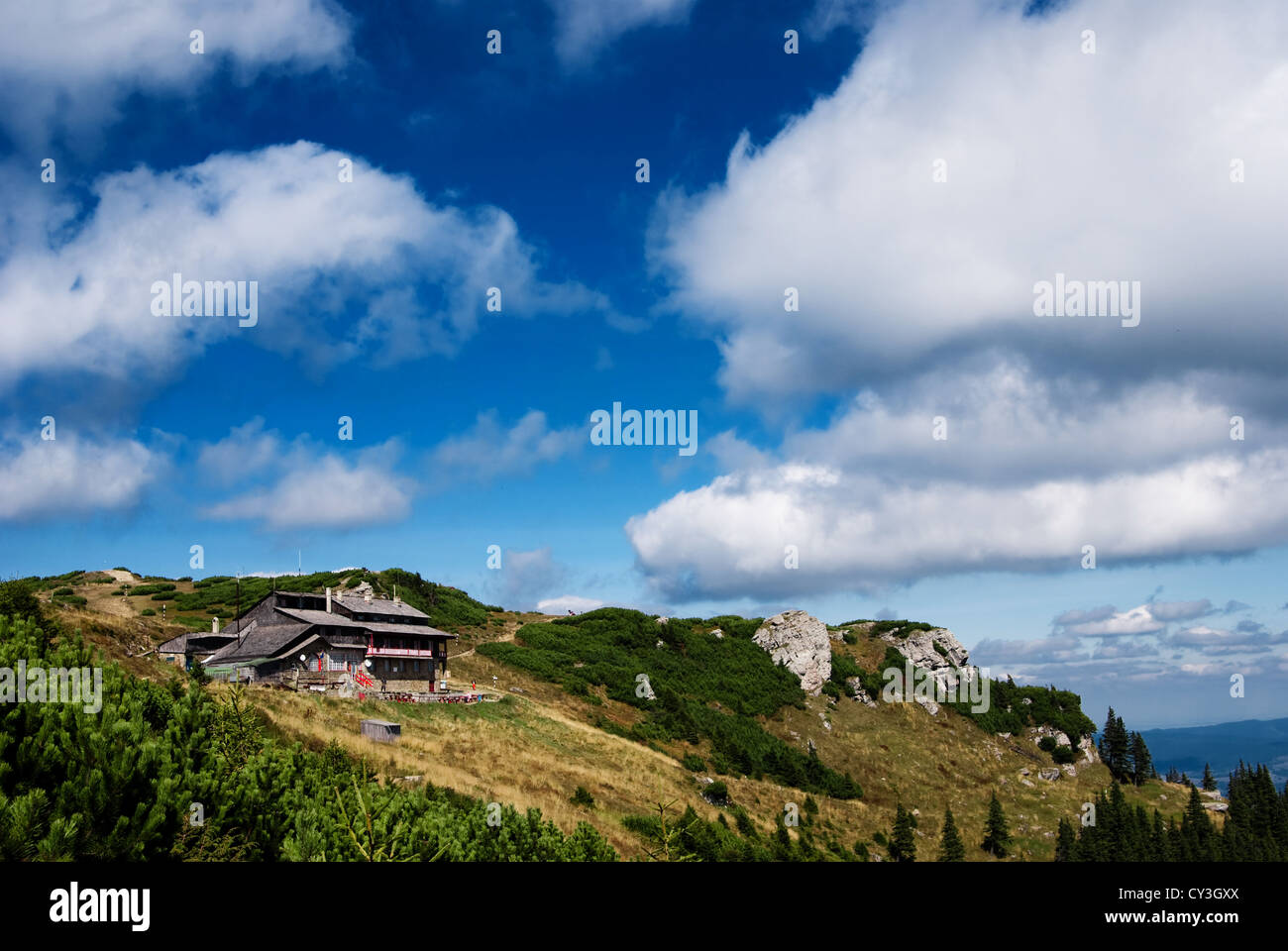 Paesaggio di montagne Ceahlau, durante la stagione autunnale Foto Stock