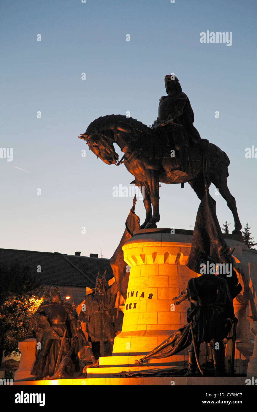 La Romania, Cluj-Napoca, re ungherese Matthias Corvinus statua, Foto Stock