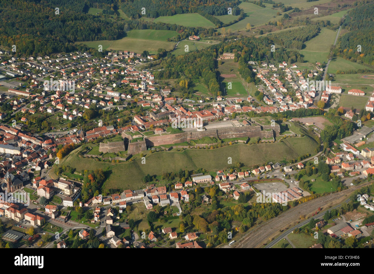 Vauban vecchia cittadella militare, Bitche, parco naturale regionale dei Vosgi settentrionali, Moselle, Lorena, Francia Foto Stock