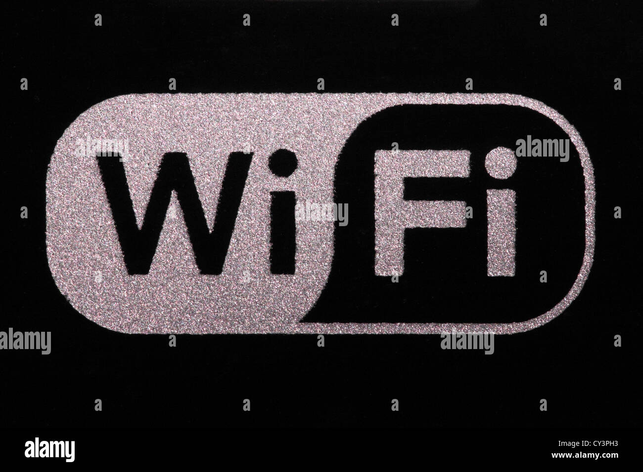 Il logo Wi-Fi Argento su nero Foto Stock
