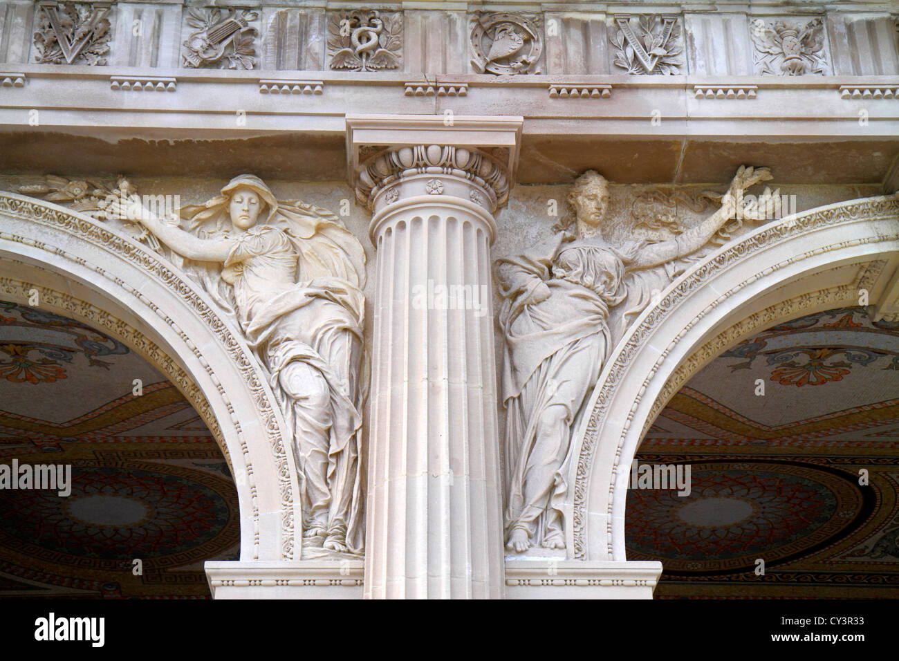 Rhode Island Newport, Ocher Point Avenue, Vanderbilt, residenze d'epoca dorate, museo, Newport Preservation Society, stile Goût Rothschild, The Breakers, all'aperto Foto Stock