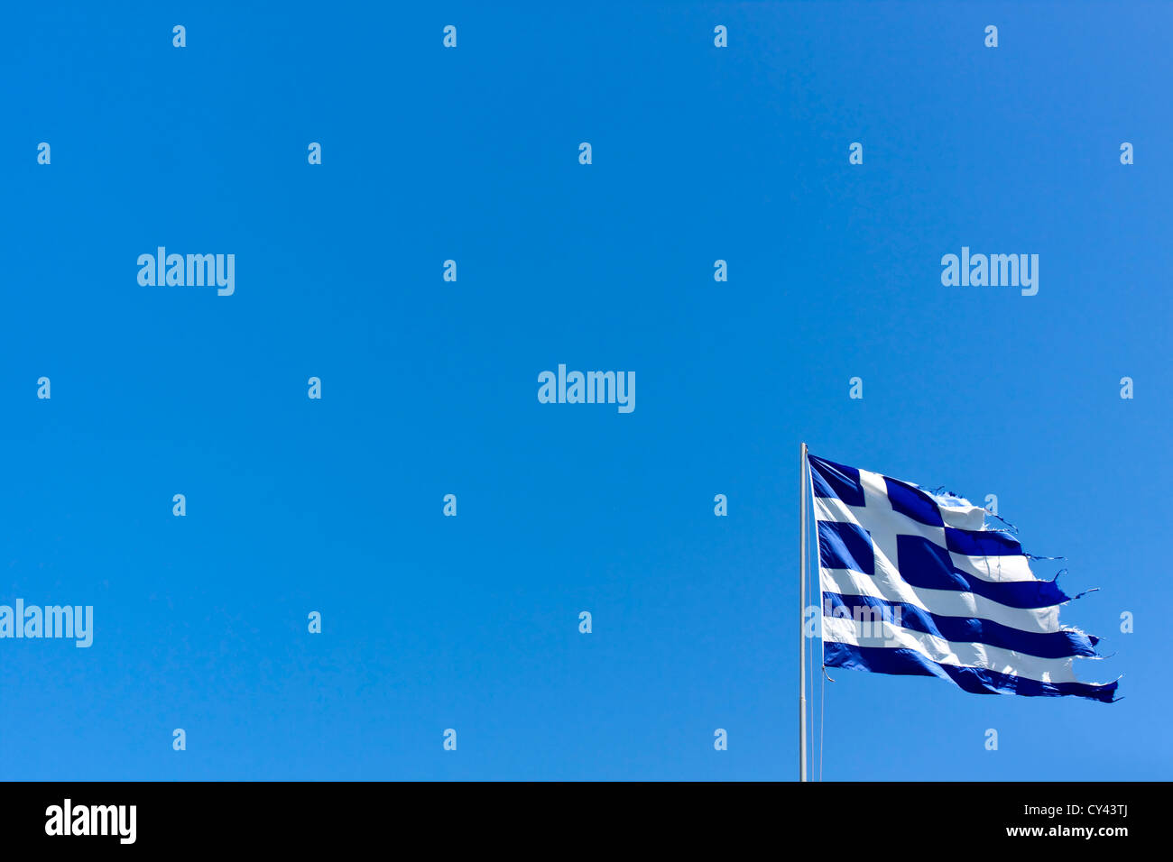 Bandiera strappata della Grecia Foto Stock