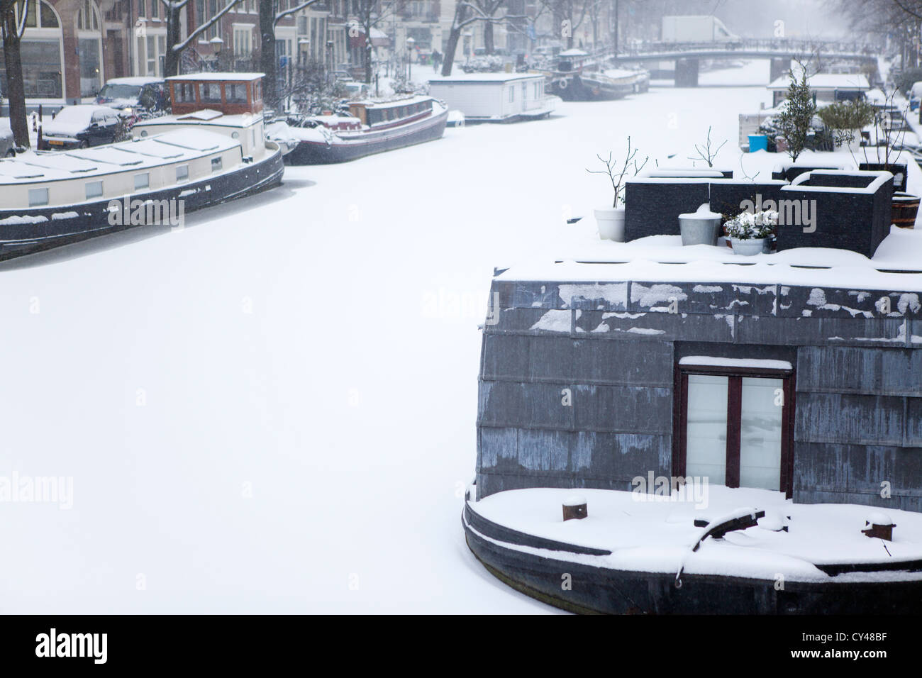 Prima neve ad Amsterdam in inverno del 2012 Foto Stock