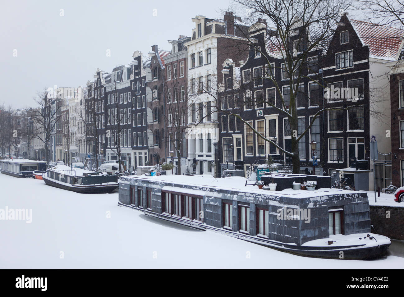Prima neve ad Amsterdam in inverno del 2012 Foto Stock