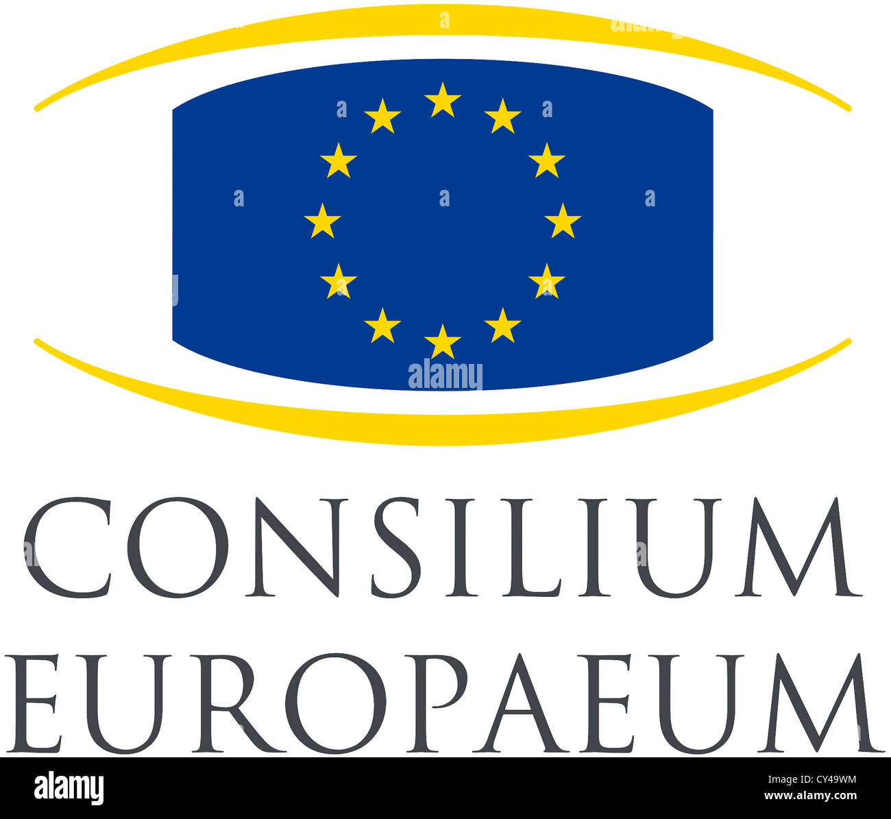 Il logo del Consiglio dell'Unione europea con sede a Bruxelles. Foto Stock