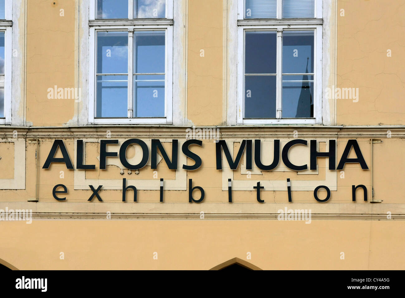Alfons Mucha galleria espositiva in Staromestska Square Praga Foto Stock