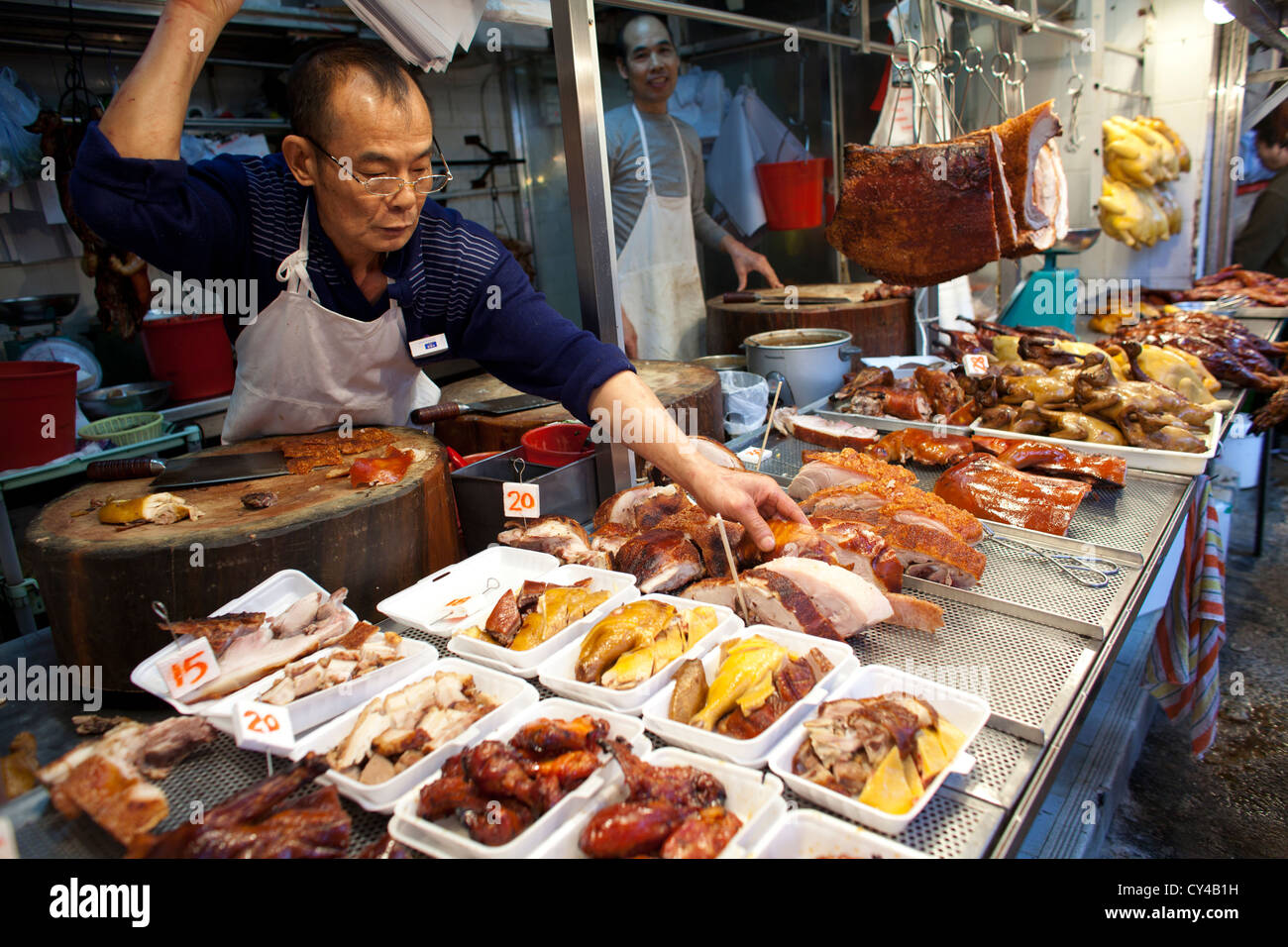 Mercato di carne di Hong Kong, Cina Foto Stock