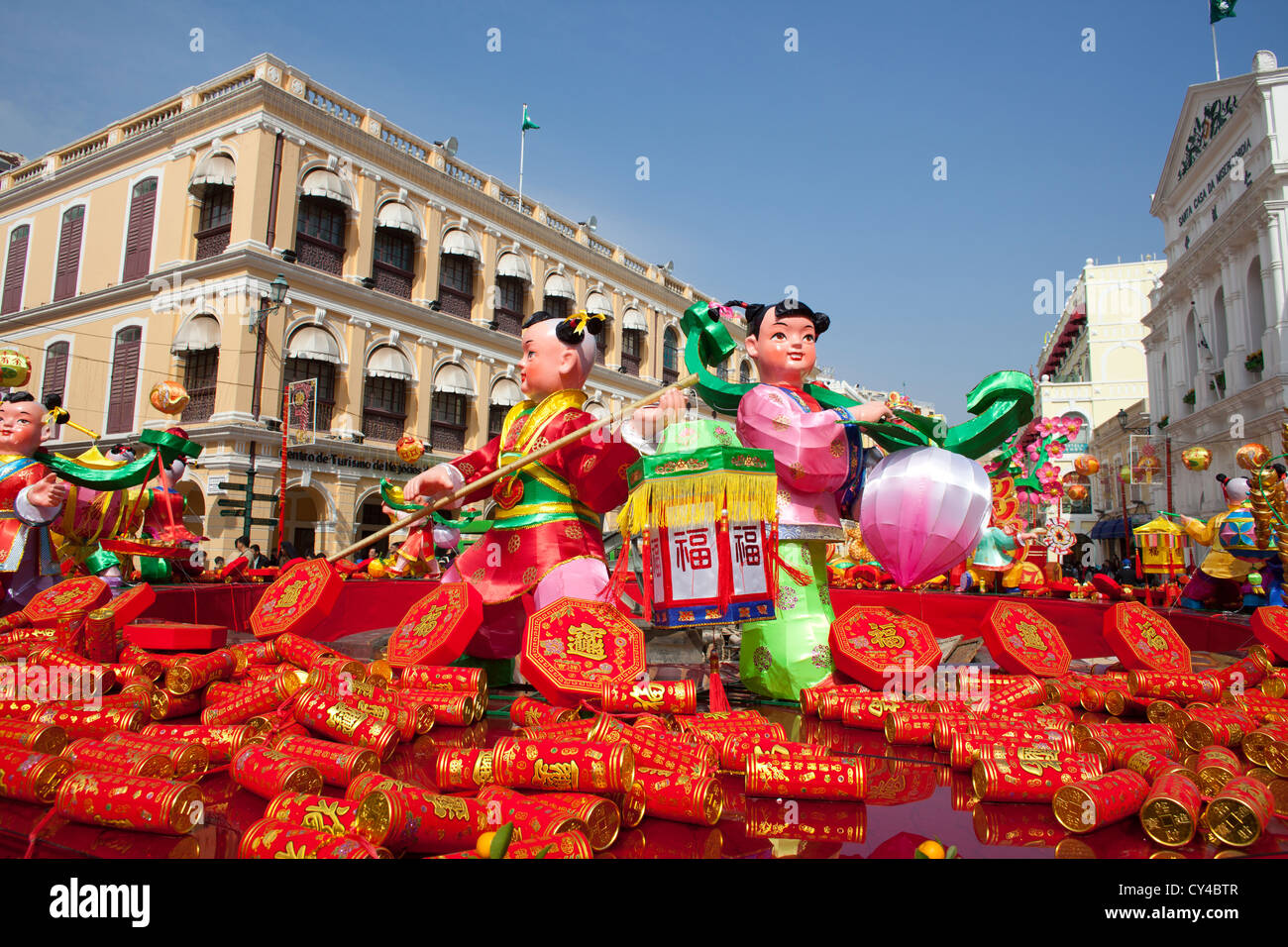 Decorazioni durante il nuovo anno cinese a Macao, Cina Foto Stock