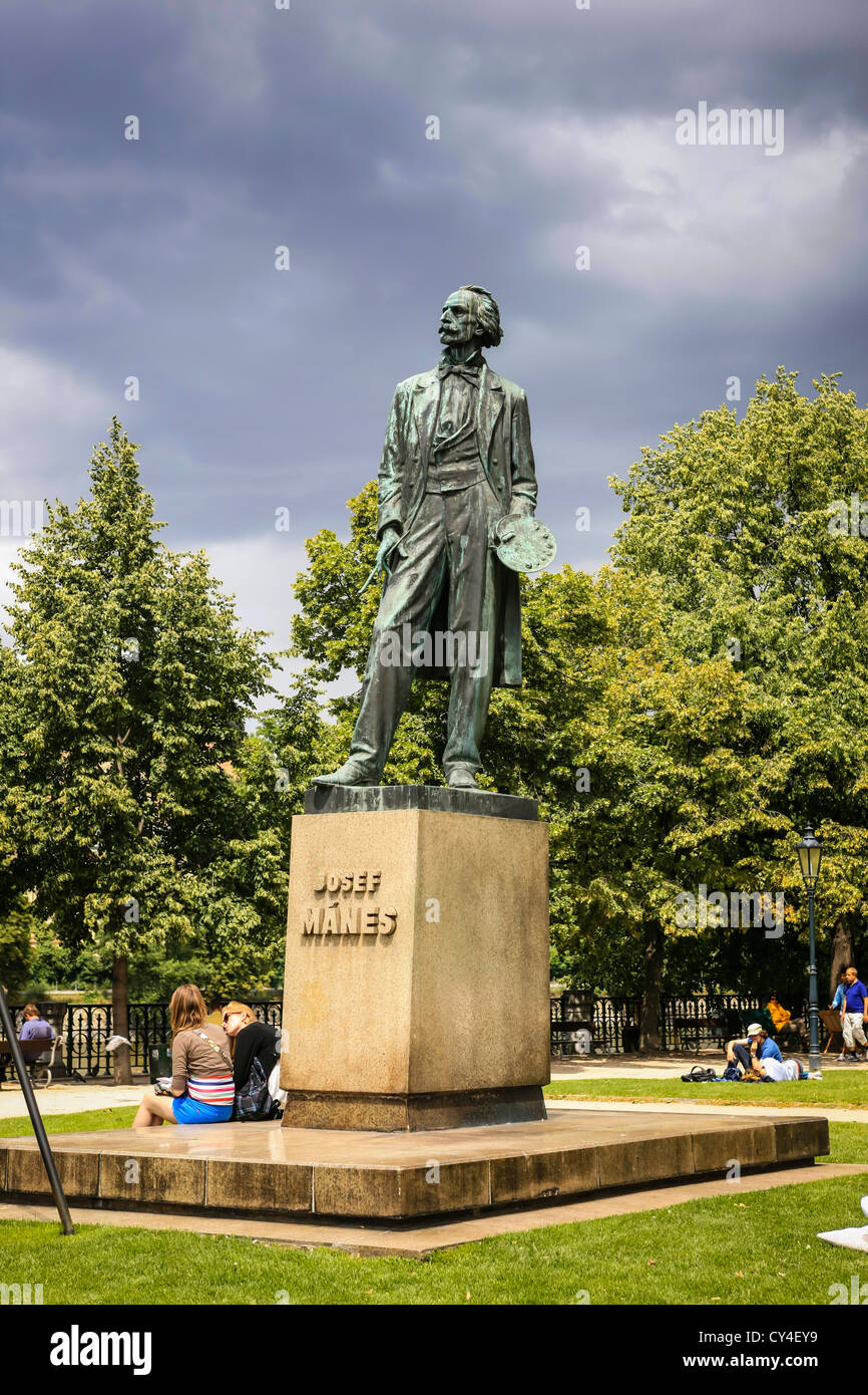 Statua di Josef Manes in Jana Palacha Praga Foto Stock