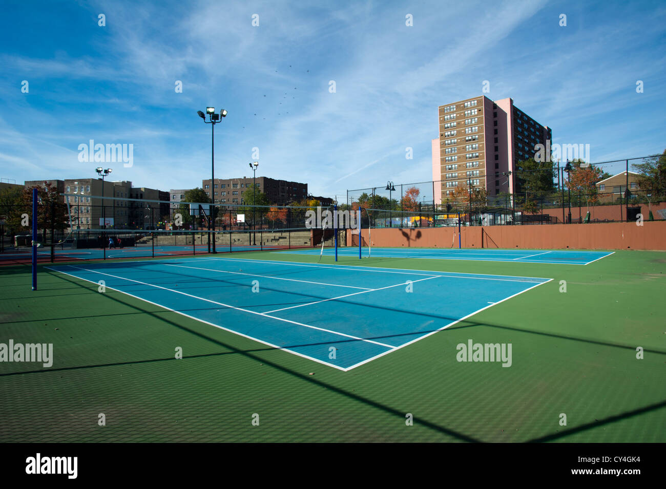 Campi da tennis in un parco a Newark New Jersey Foto Stock
