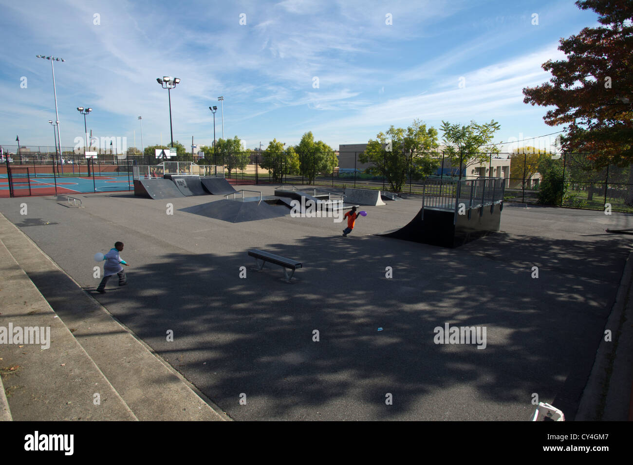 Skate Park in un parco a Newark New Jersey Foto Stock