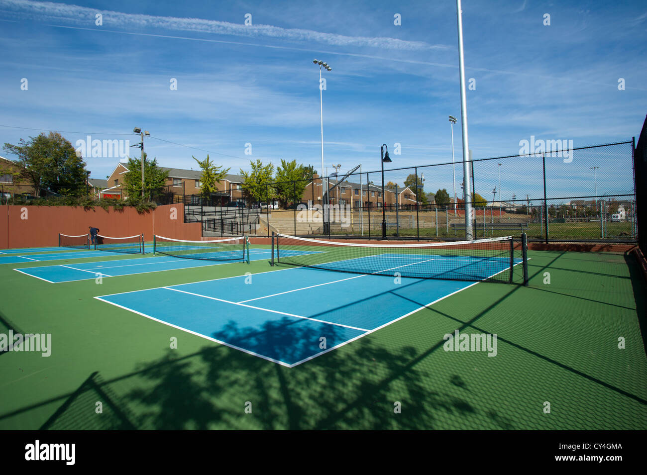 Campi da tennis in un parco a Newark New Jersey Foto Stock