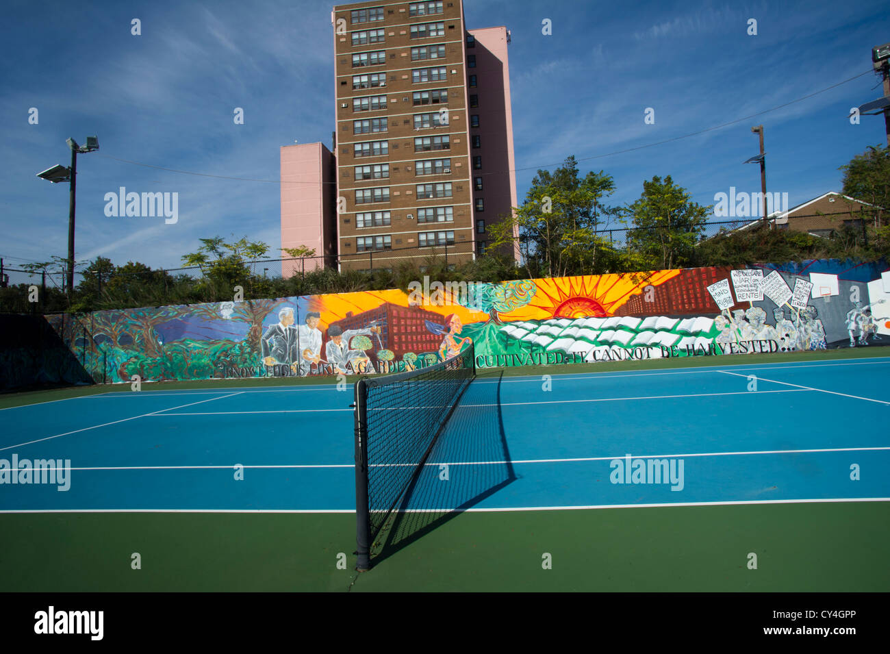 Campo da tennis in un parco a Newark New Jersey Foto Stock