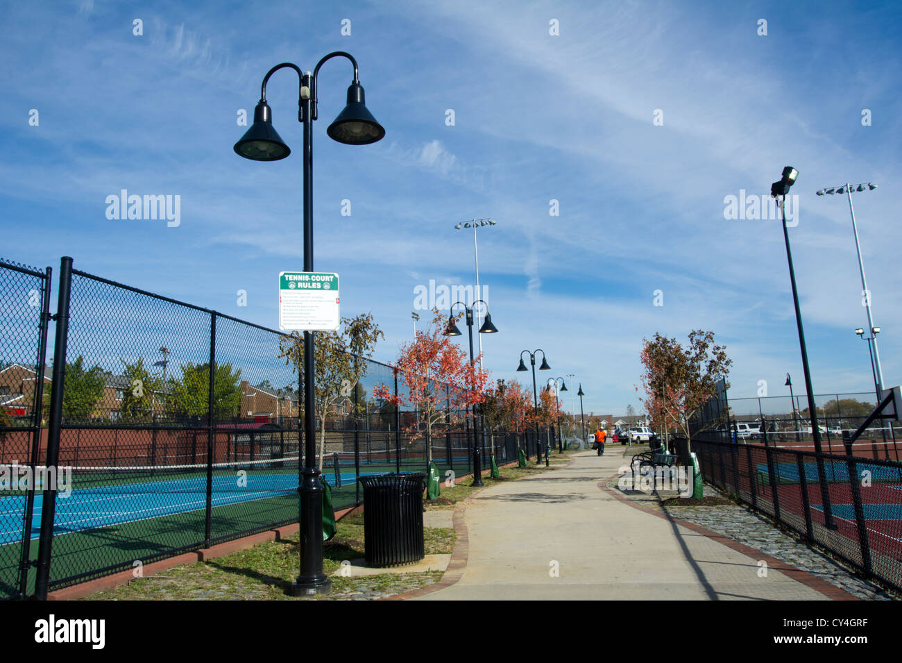 Tribunali e campi in un parco a Newark, New Jersey Foto Stock