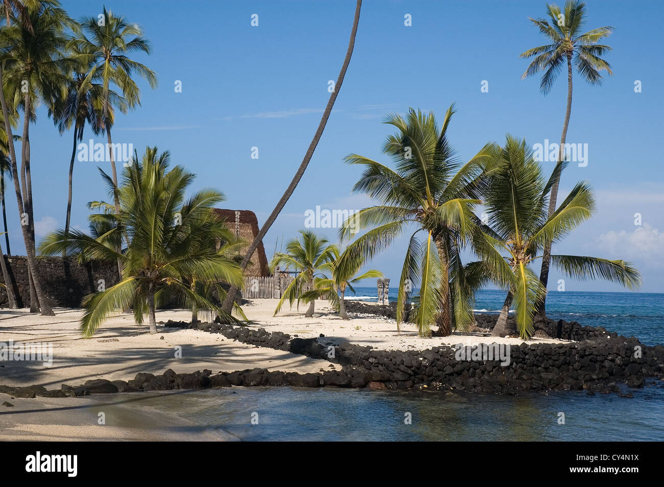 Elk284-3052 Hawaii, HI, Pu'uhonua O Honaunau NHP, luogo di rifugio Foto Stock