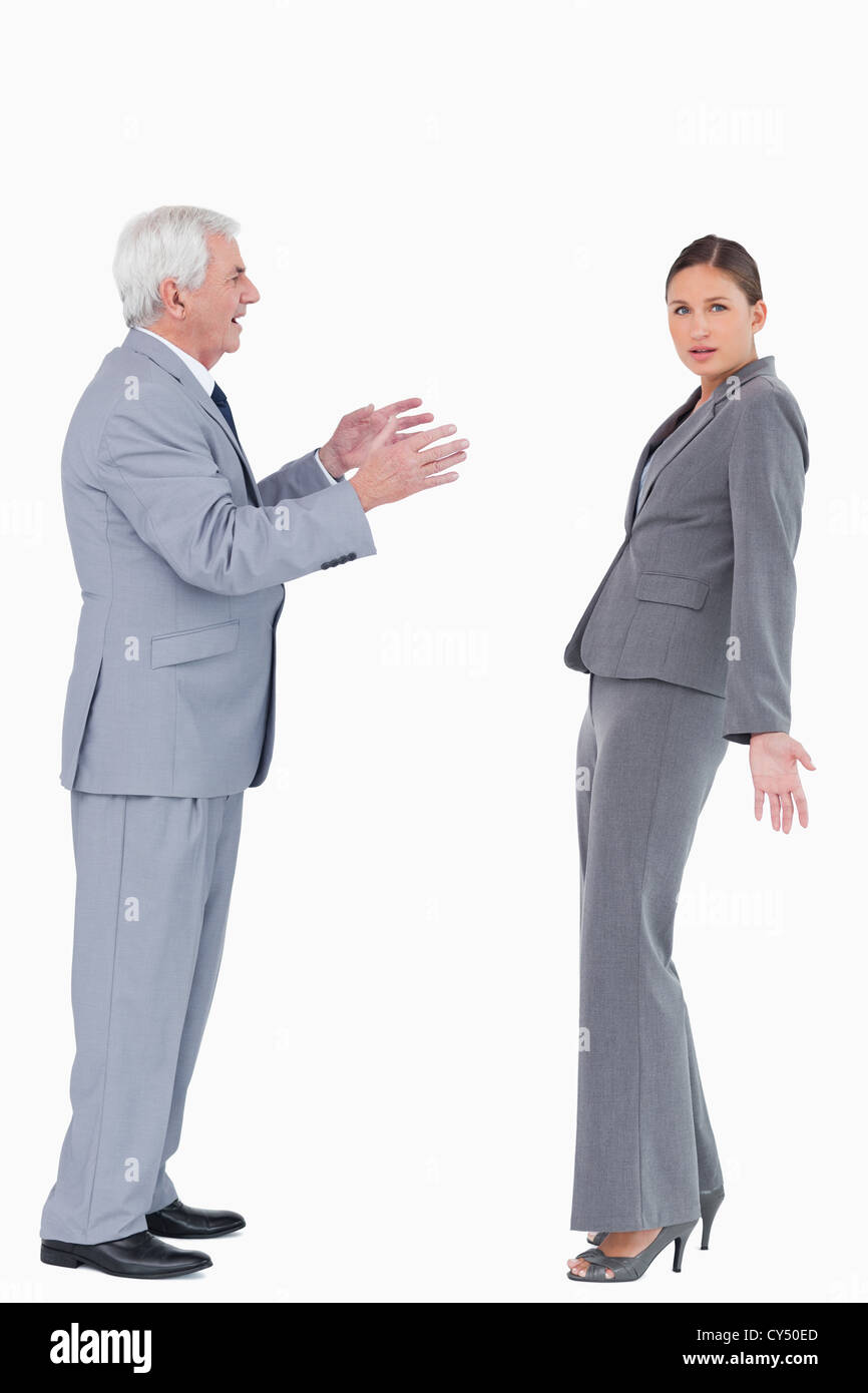 Imprenditrice getting accusato dal collega Foto Stock