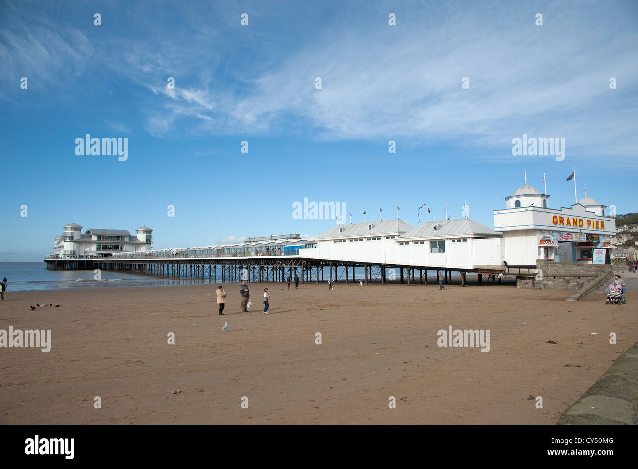 Grand Pier sul lungomare di Weston Super Mare Somerset REGNO UNITO Foto Stock