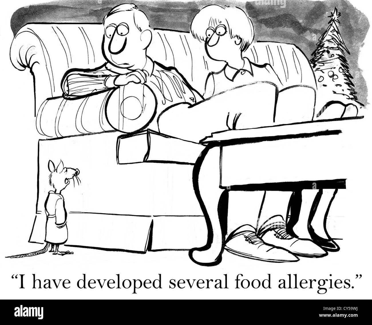 Christmas Mouse ha una lista di allergie Foto Stock