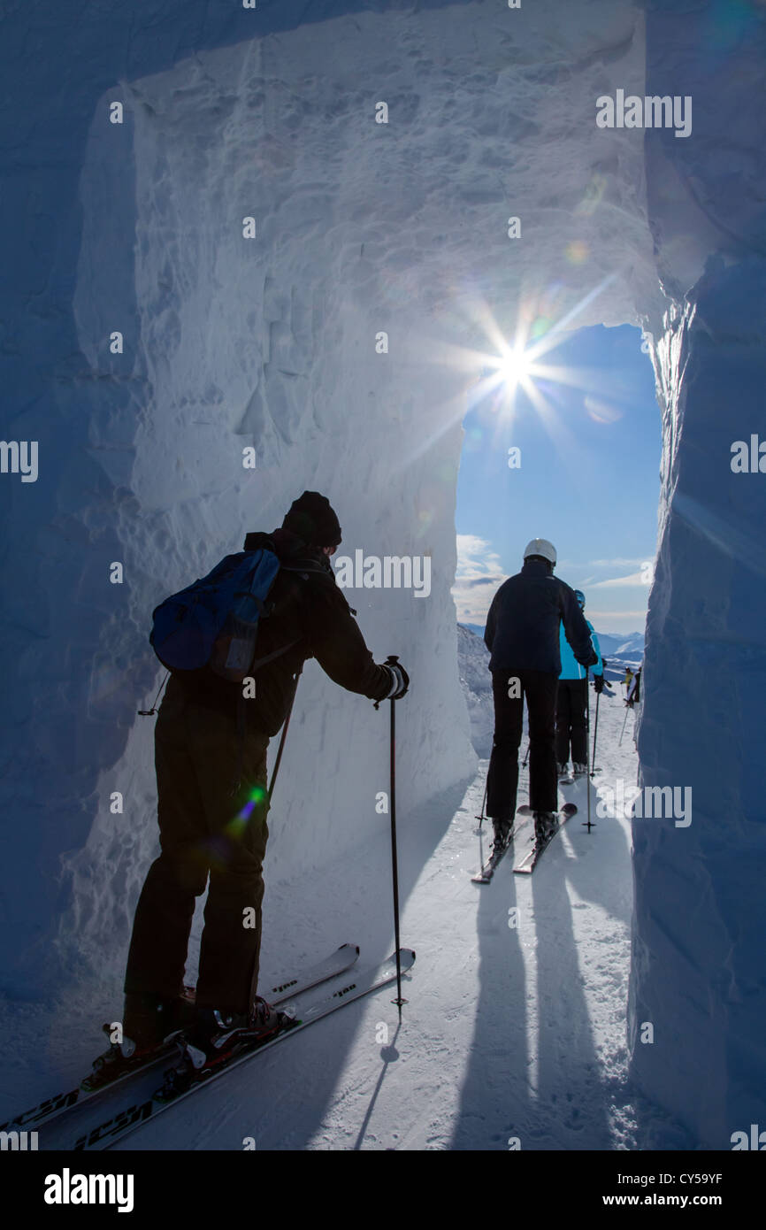 Le Alpi Francesi al 3 vallees ski resort Foto Stock