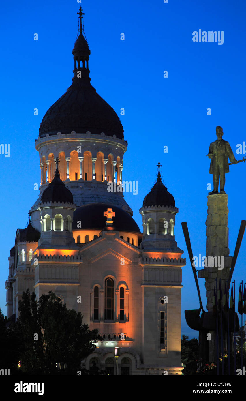 La Romania, Cluj-Napoca, Cattedrale Ortodossa, Avram Iancu statua, Foto Stock