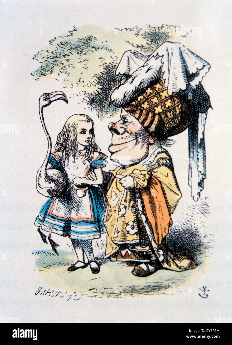 Il mock Turtle Story, Alice con la Duchessa, Alice's Adventure in Wonderland Lewis Carroll, Hand-Colored illustrazione, 1865 Foto Stock