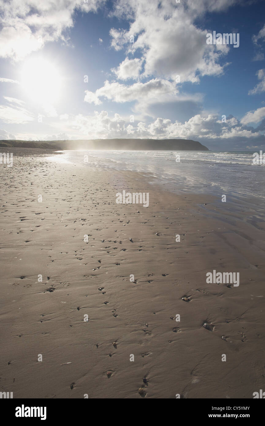 Porth Neigwl :popolare Welsh surf beach a bassa marea Foto Stock