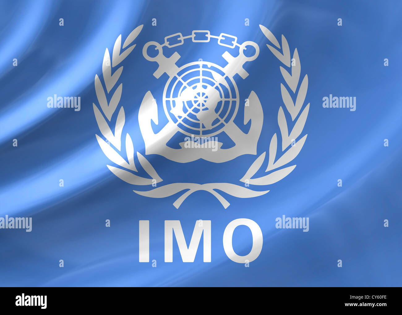 IMO - Organizzazione Marittima Internazionale logo bandiera simbolo Foto Stock
