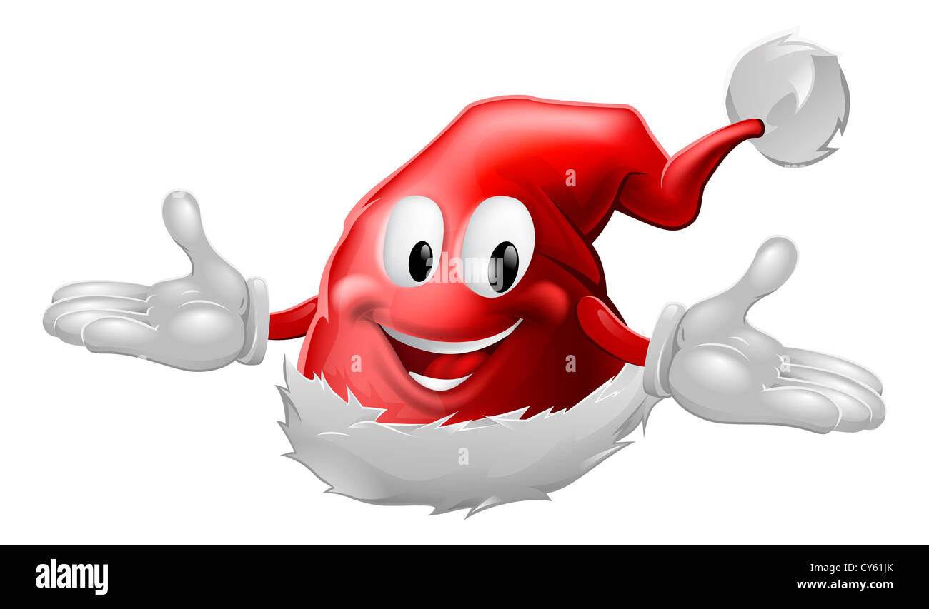 Illustrazione di un rosso di Santa Claus Hat mascotte di Natale Foto Stock