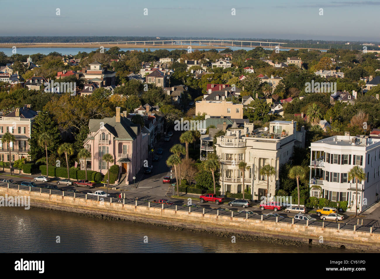 Vista aerea della batteria Charleston, Carolina del Sud. Foto Stock
