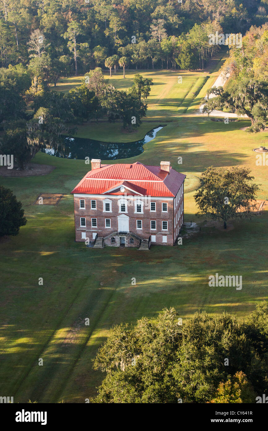 Vista aerea di Drayton Hall plantation Charleston, Carolina del Sud. Foto Stock