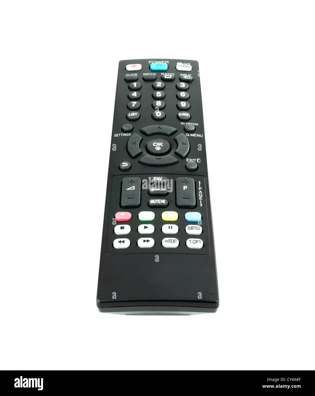 Moderna tv remote su sfondo bianco Foto Stock