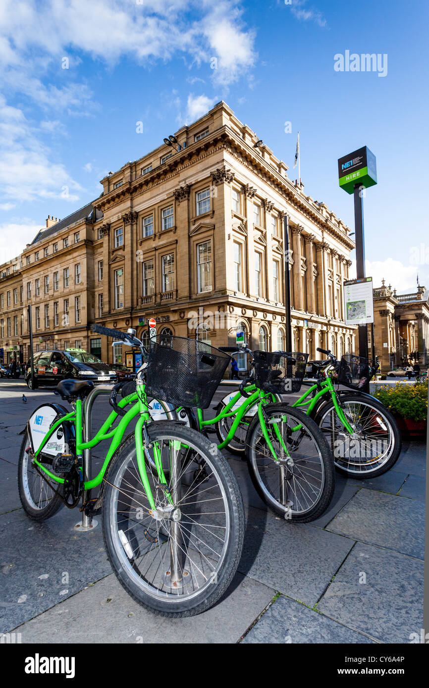 Scratch Biciclette Biciclette verde Newcastle Foto Stock