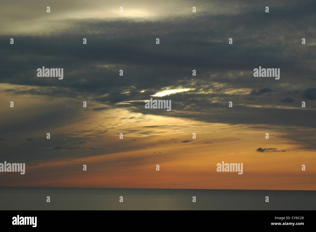 Sunset over Aberystwyth e Cardigan Bay Foto Stock