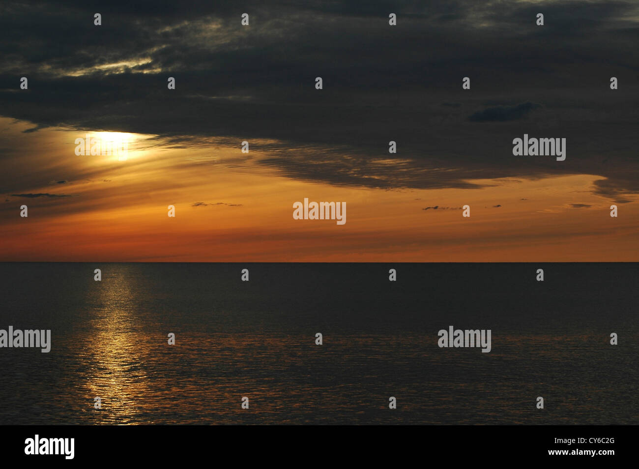 Sunset over Aberystwyth e Cardigan Bay Foto Stock