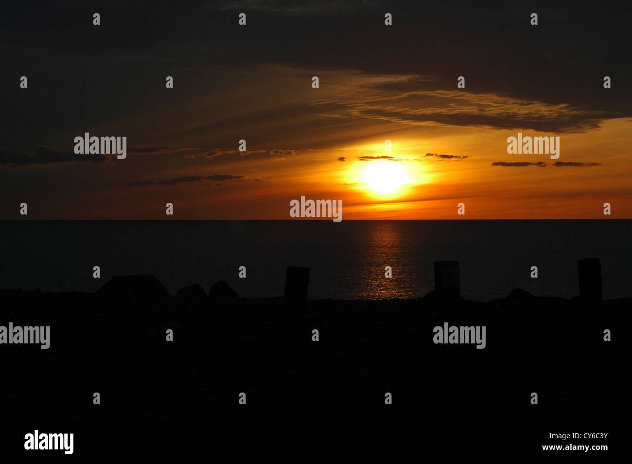 Sunset over Aberystwyth e Cardigan Bay Foto Stock