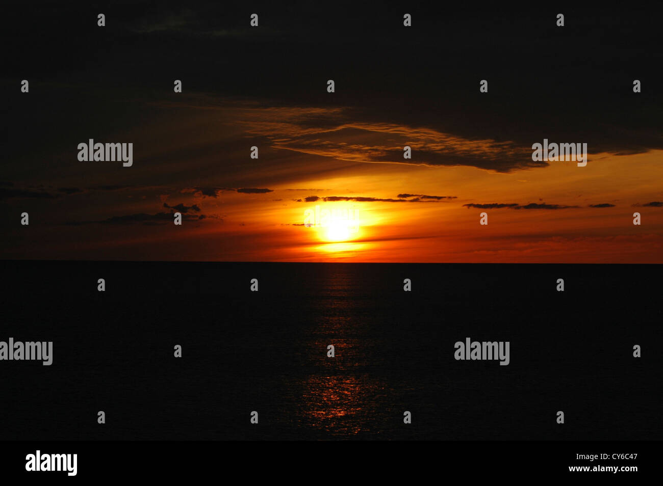 Sunset over Aberystwyth e Cardigan Bay Foto Stock