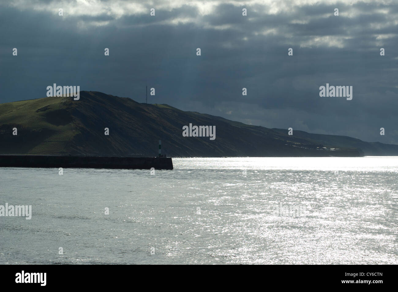 Tan Y Bwlch stone jetty, Aberystwyth. Foto Stock