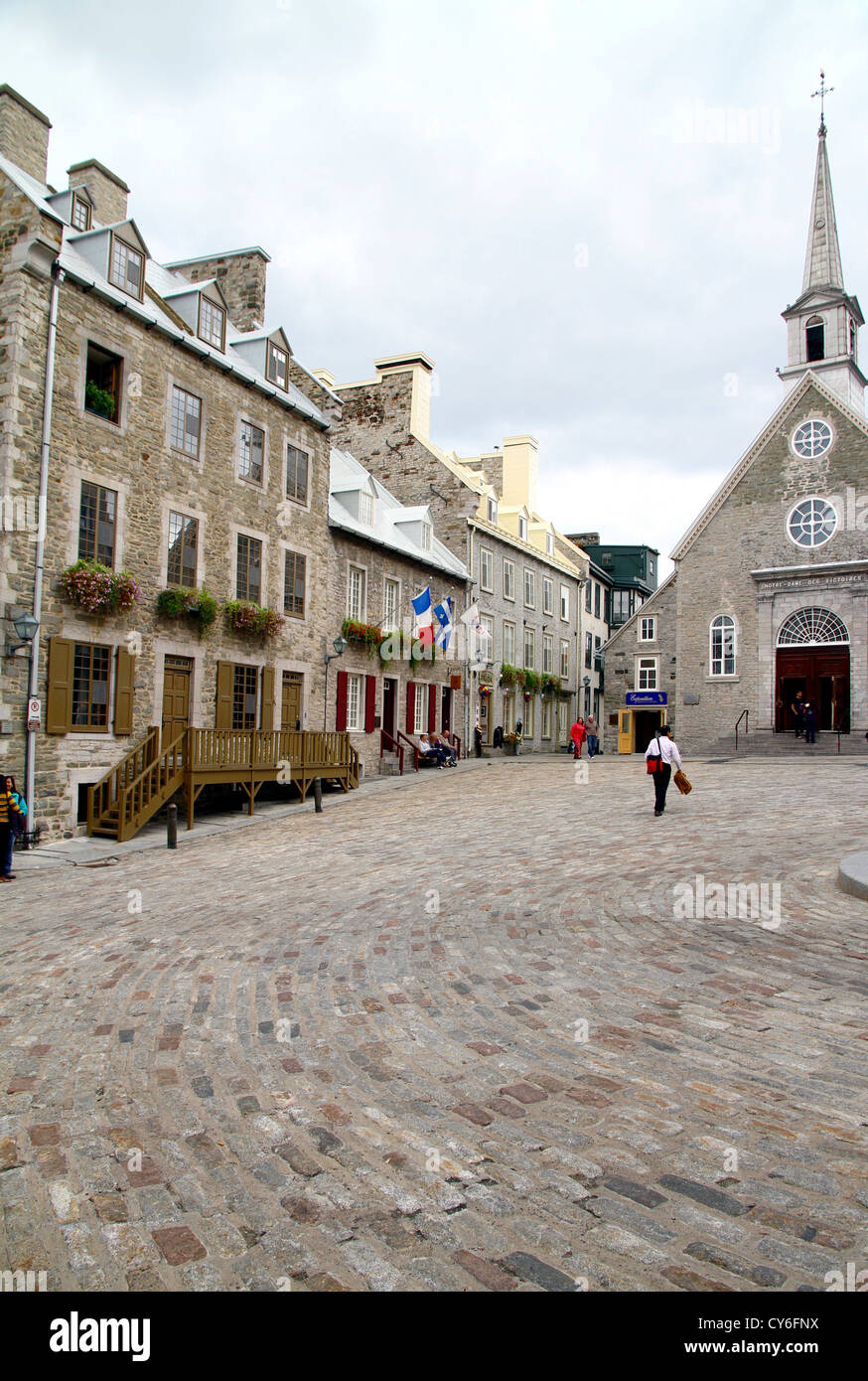 Notre Dame des Victoires nella città di Québec Foto Stock