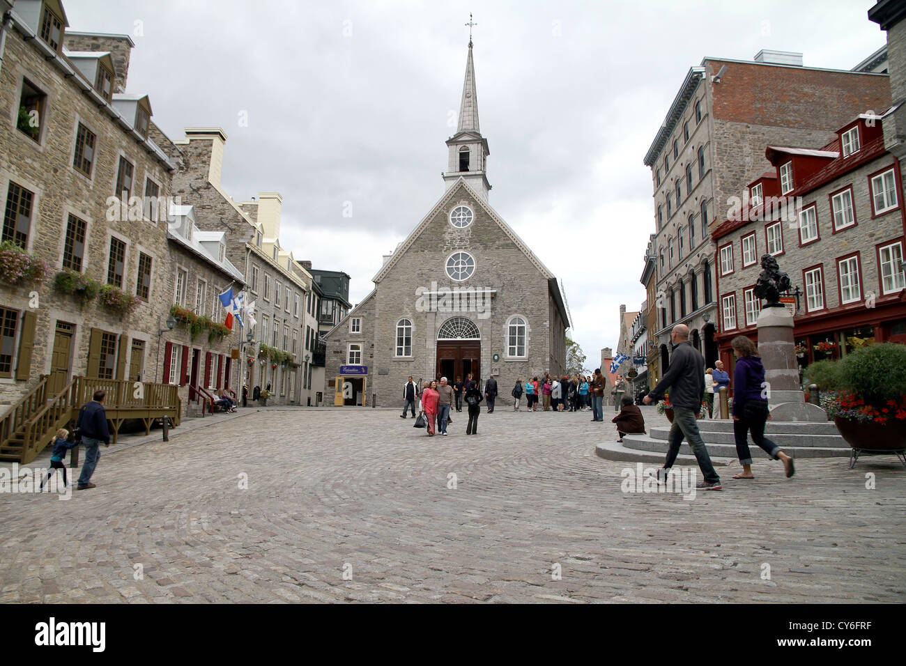 Notre Dame des Victoires nella città di Québec Foto Stock