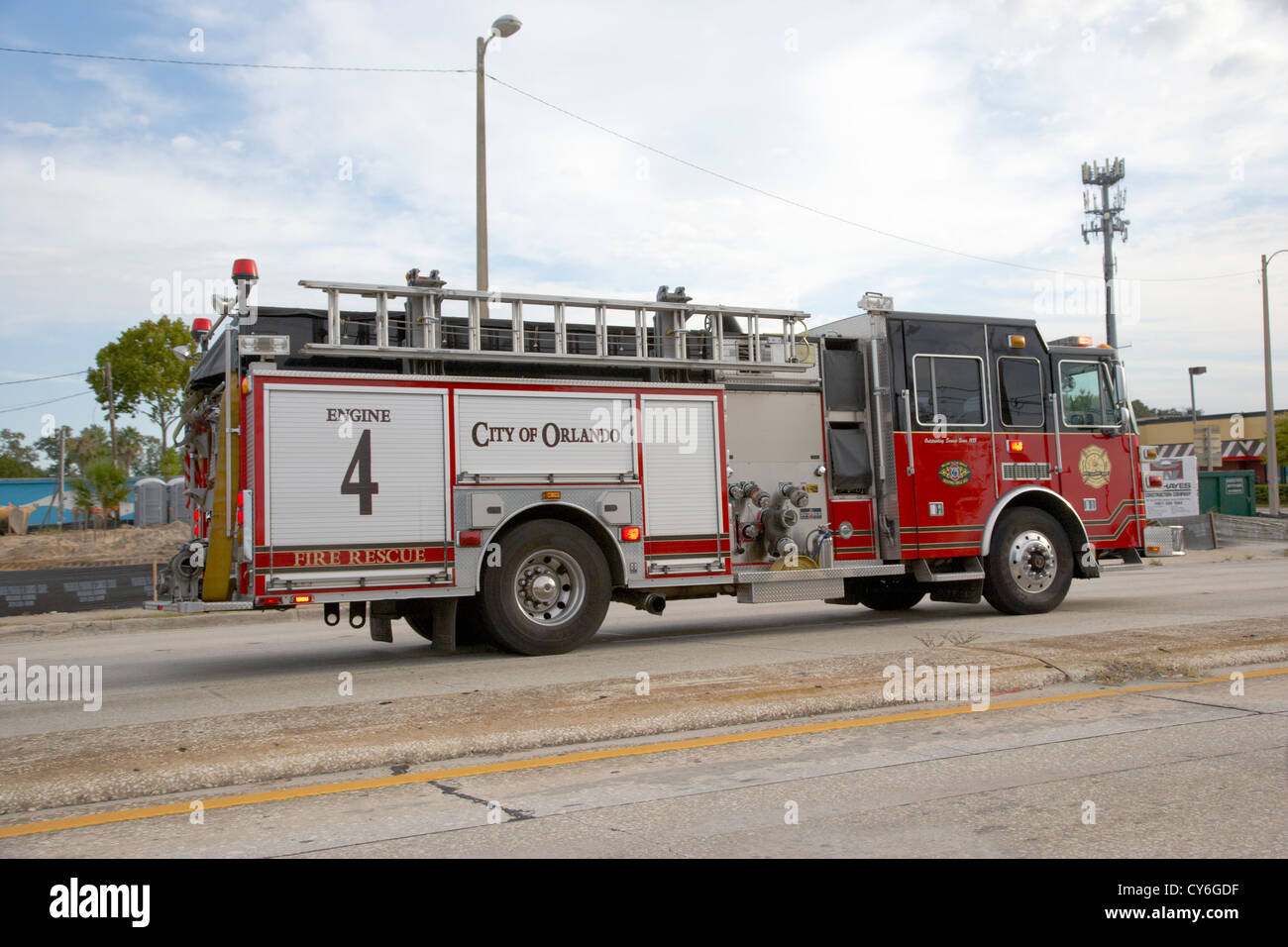 Città di orlando fire rescue fire truck su chiamata orlando florida usa Foto Stock
