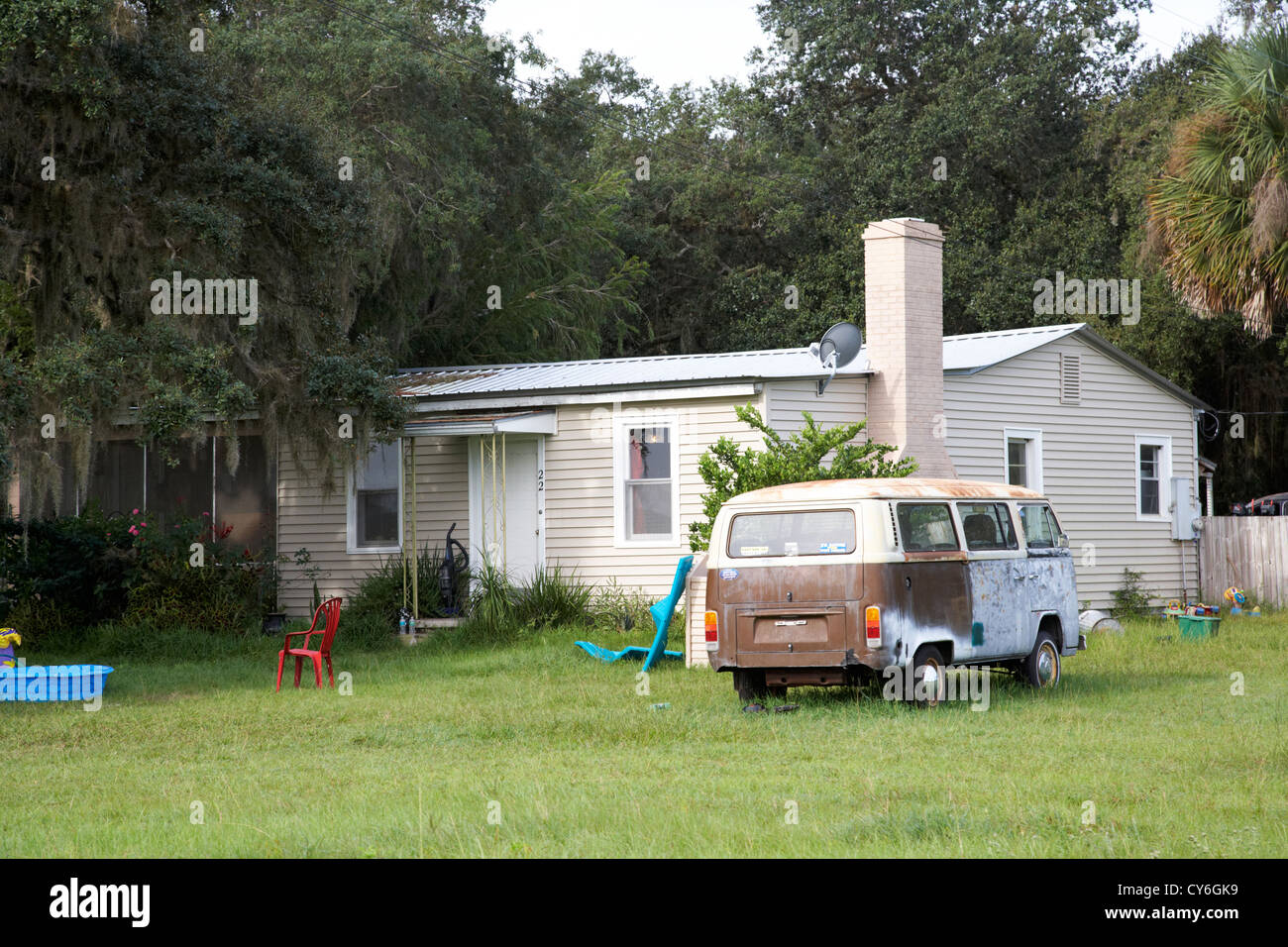 Zone rurali su un unico piano casa in meandri florida usa Foto Stock