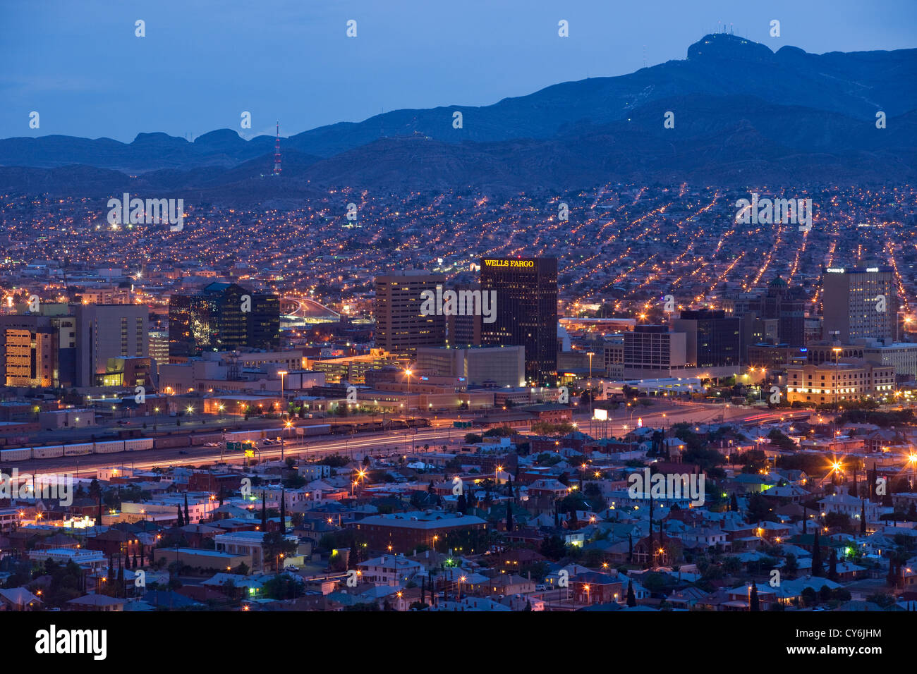 Si affacciano skyline del centro di El Paso Texas USA Foto Stock