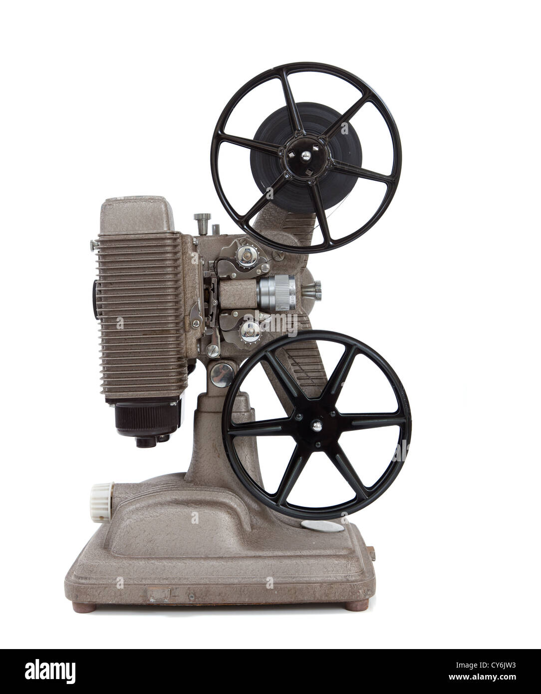 Un vintage 8mm proiettore video su sfondo bianco Foto Stock