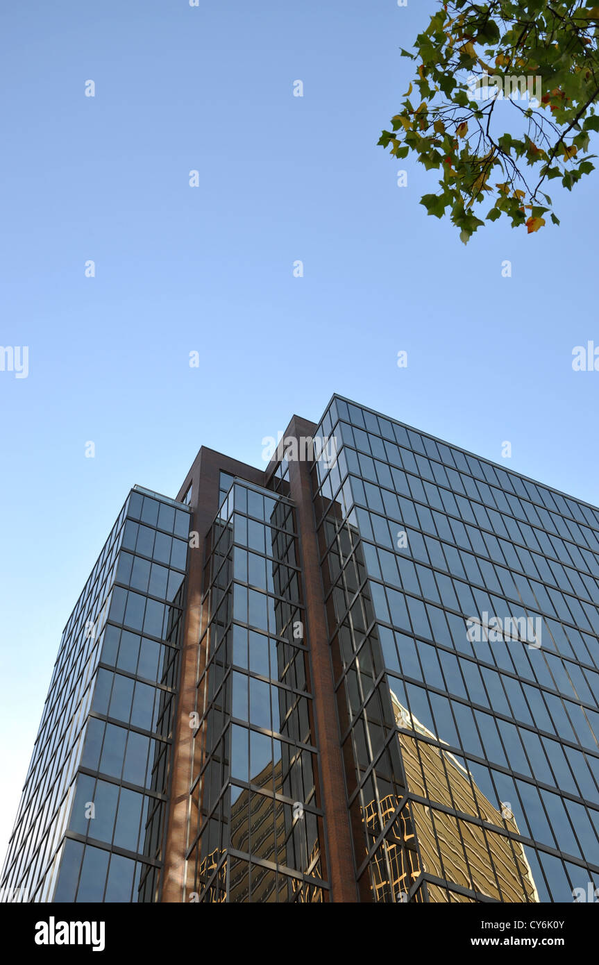 Vetro blu moderno edificio aziendale Foto Stock