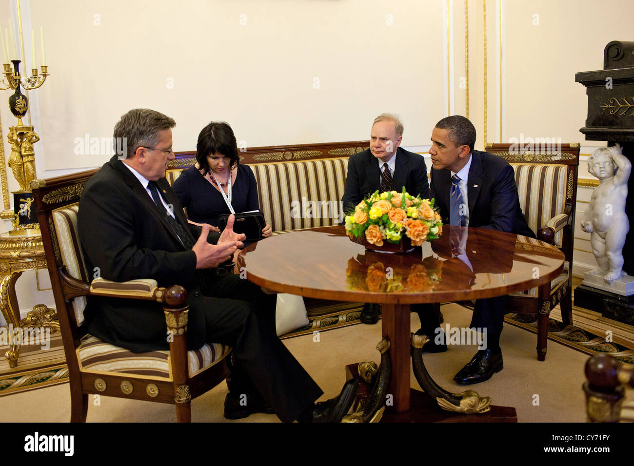 Il Presidente Usa Barack Obama incontra il Presidente polacco Bronislaw Komorowski al palazzo presidenziale del 27 maggio 2011 a Varsavia in Polonia. Foto Stock